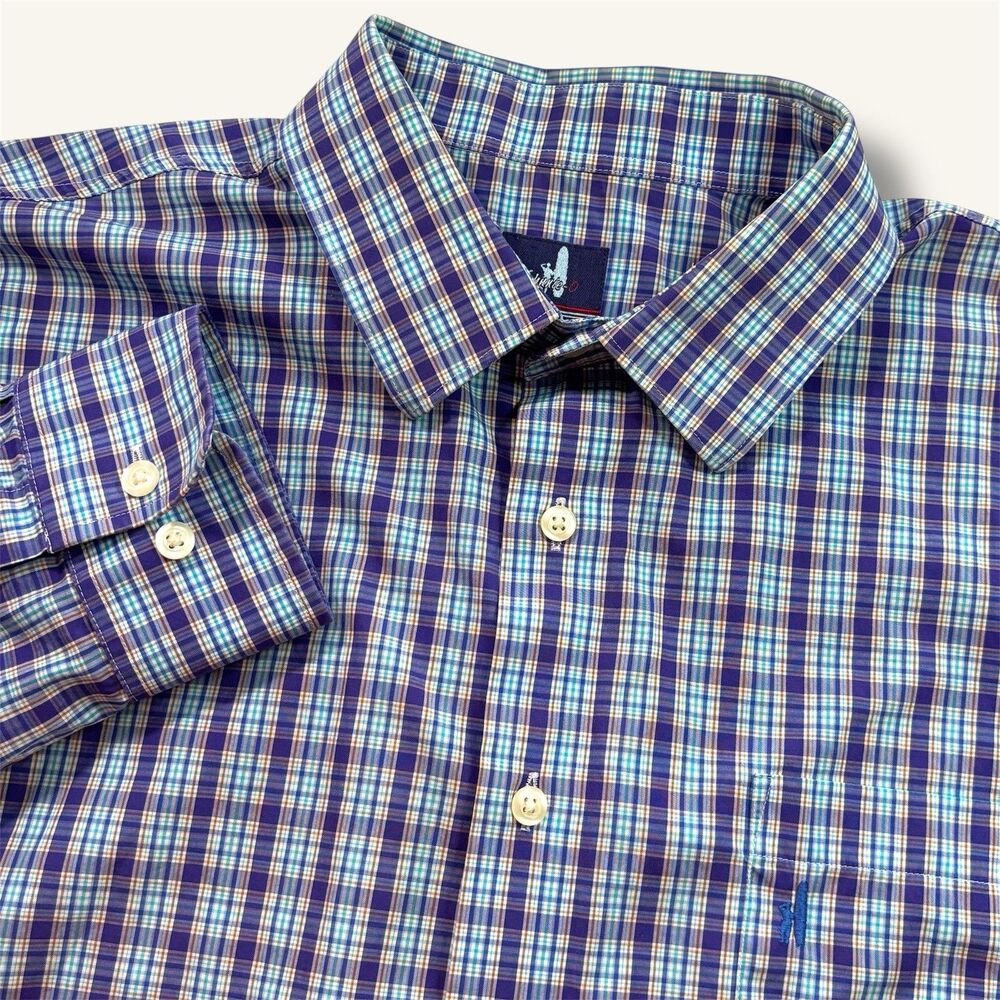 Johnnie-O Men's XL Cotton MultiColor‎ Plaid Long Sleeve Button Down Shirt